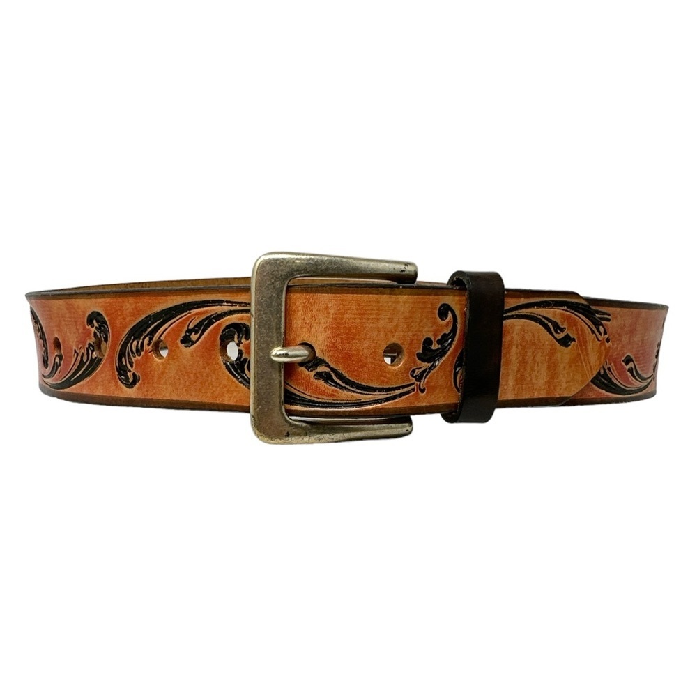 Vintage Express Embossed Design Leather Belt Size S